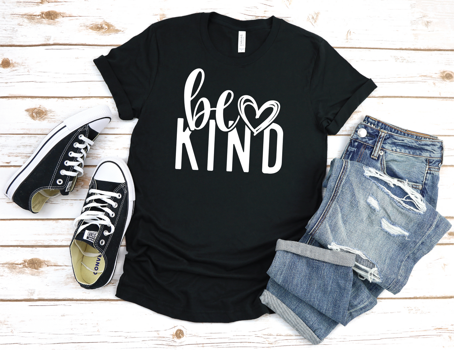 Be Kind Heather Black - Vneck
