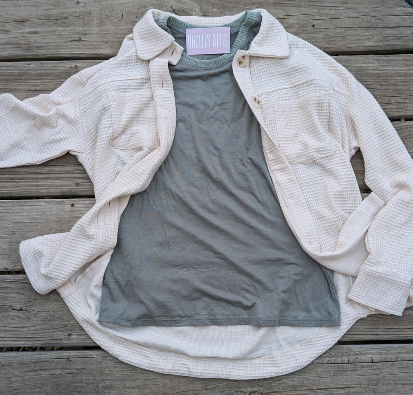 Ivory Waffle Knit Shacket