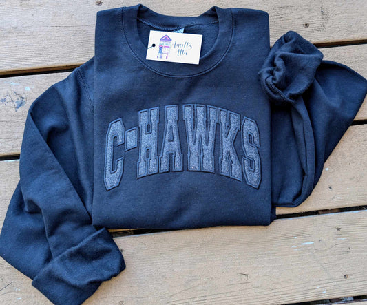 Black Glitter C-Hawks Crewneck Sweatshirt