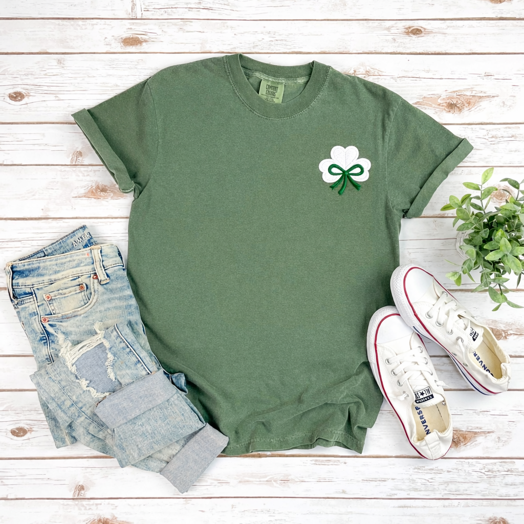 White Embroidered Clover - Custom